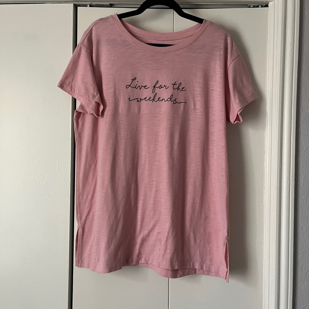 T-Shirt Dress Pink Live for the Weekends‎ Casual Comfy Loungewear
